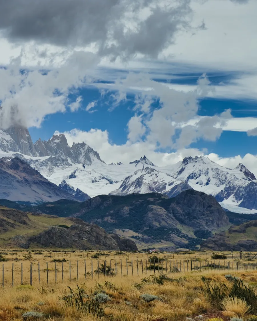 Snowy mountain range in Argentine Patagonia